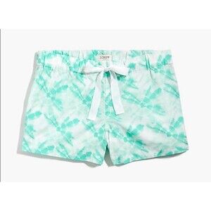J.Crew COTTON SLEEP Tie Dye SHORTS Aqua Green 100% Cotton Drawstring  Lounge L